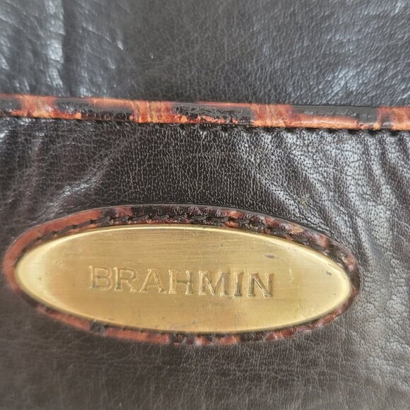Brahmin Medium Arno Tuscan Black Brown Leather Shoulder Bag Tote - Picture 7 of 16